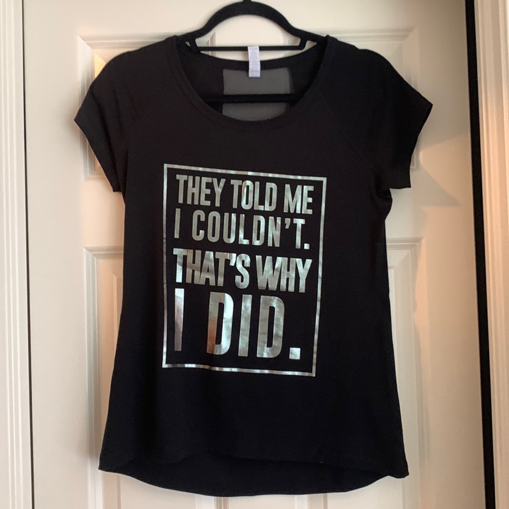 Ideology workout too, size small, black with silver wording